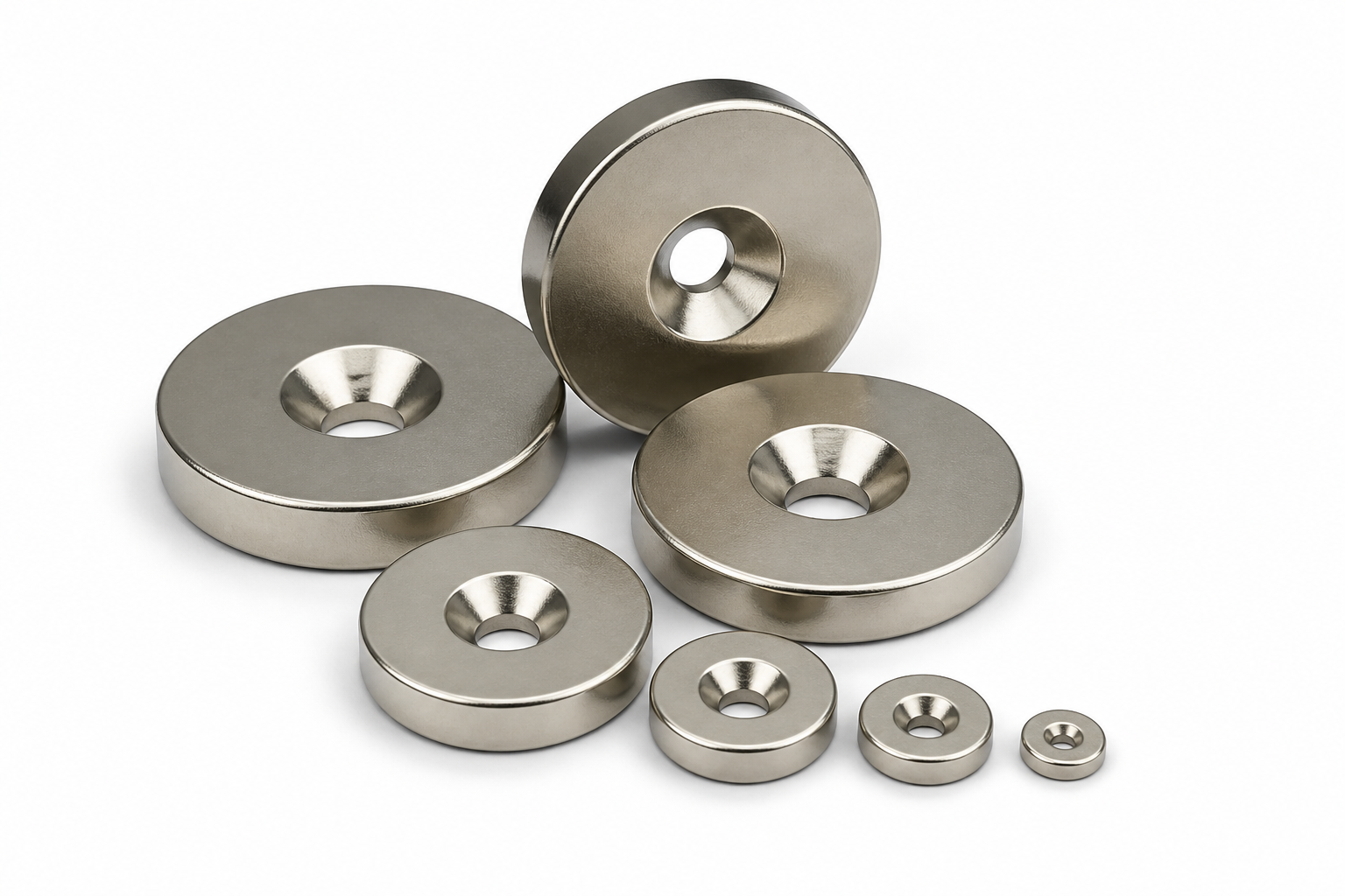 2 Stück Neodym Ringmagnete 14 X 5 Mm – Mit Bohrung & Senkung, N40, 4,2 Kg Haftkraft, Zum Verschrauben Neodym Ringmagnet Mit Bohrung
